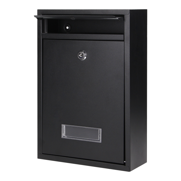 Small BALI mailbox with name plate, galvanized steel, black Small BALI mailbox with name plate, galvanized steel, black